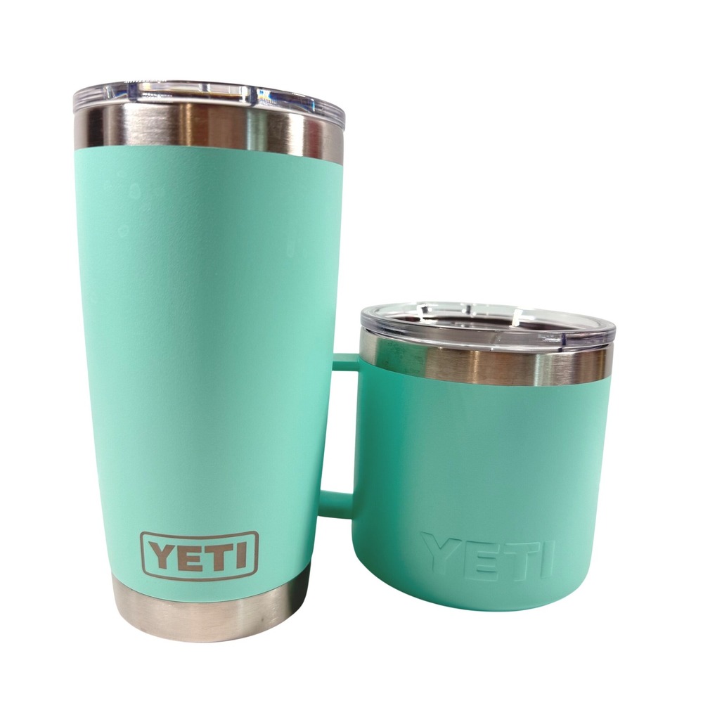 YETI Rambler 20 oz Tumbler & 14 oz Mug Set Seafoam Green Stainless Steel NICE